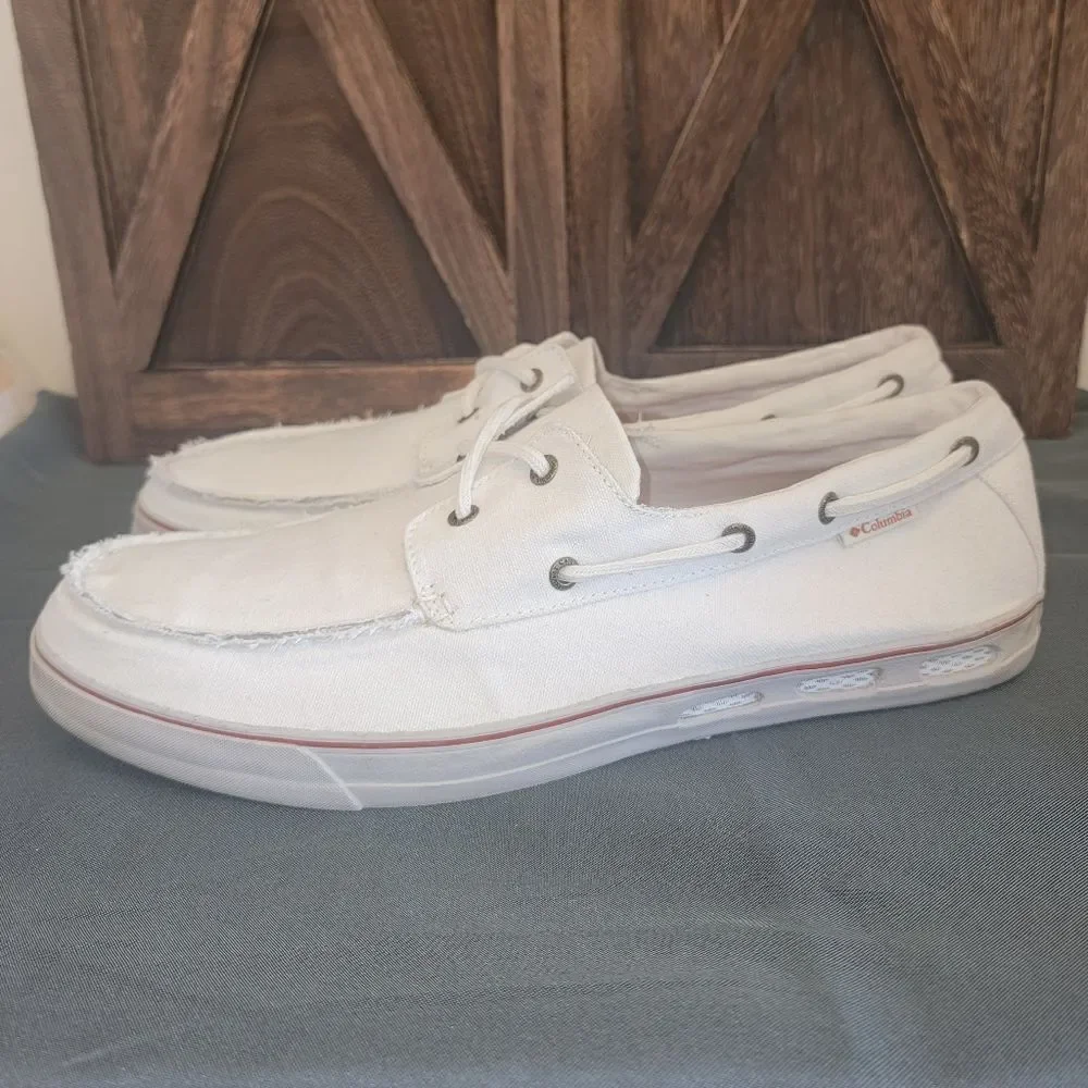 Columbia Vulc N Vent Boater Topsider Lace Shoes Seaside White Men's Size 14